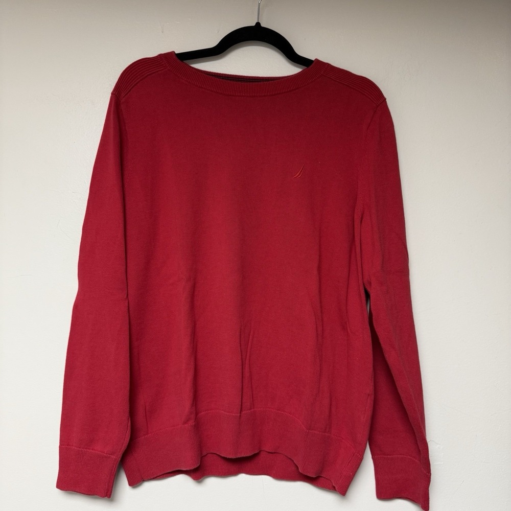Nautica‎ Mens Sweater Red Long Sleeve Pullover Knitted Size M